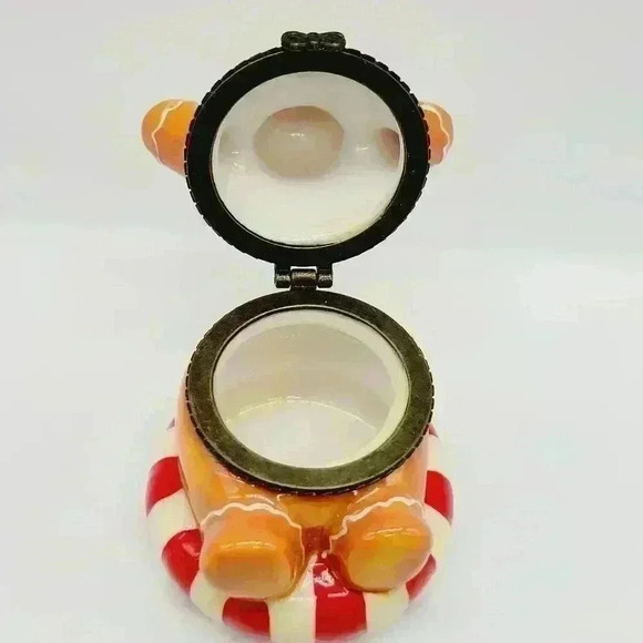 Rare Vintage Ceramic Gingerbread Man Trinket Box Hand Painted - Picture 5 of 10